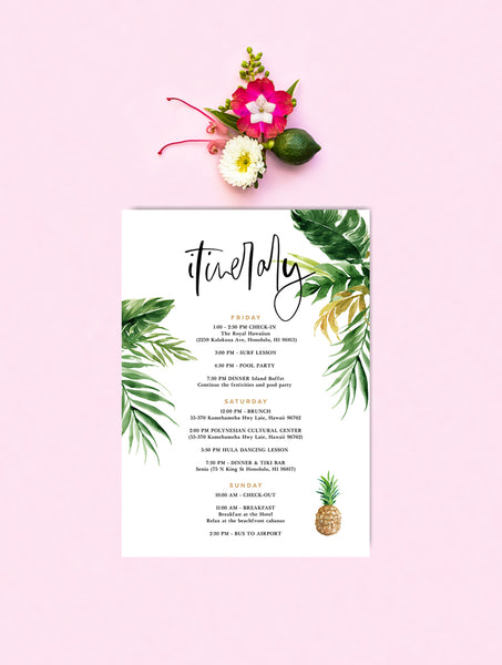 TROP02 Tropical Palm Leaves Itinerary