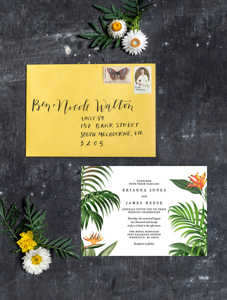 TROPV05 Tropical Botanical Wedding Invitation