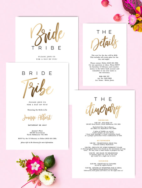 Bride Tribe Invitation Gold