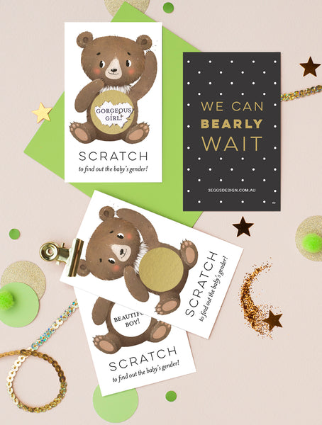 Bear Gender Reveal Cards