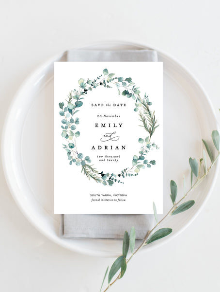 G004W Eucalyptus Wreath Save The Date