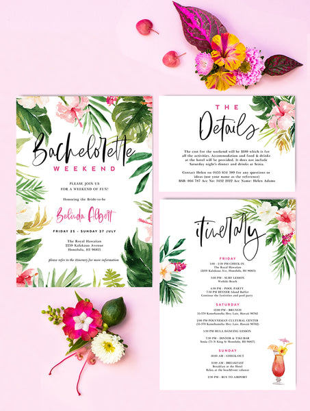 TROP01 Tropical Bachelorette Weekend Invitation