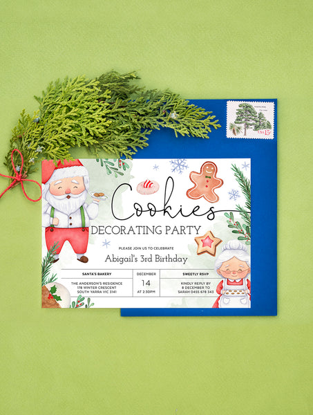 Cookies with Santa Birthday Invitation