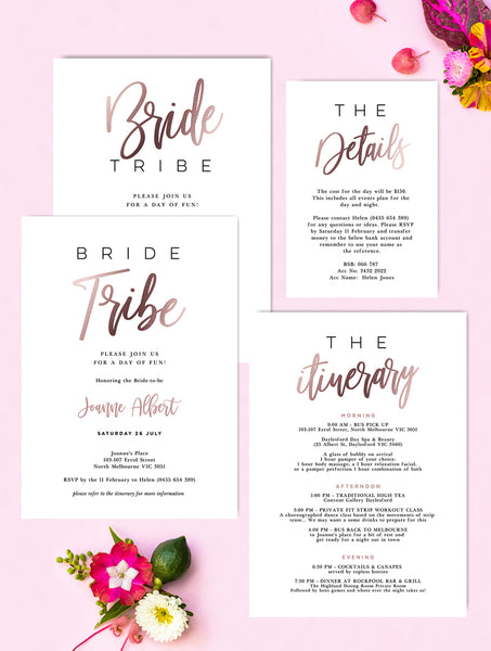 Bride Tribe Invitation Rose Gold