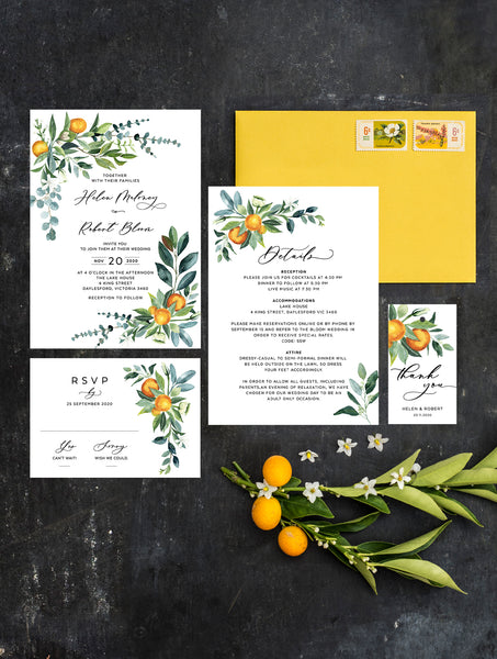 CIT01 Citrus Wedding Invitation Set