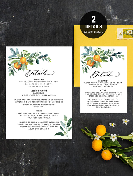 CIT03 Citrus Wedding Invitation Set