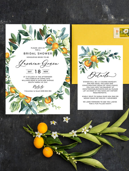 CIT03 Citrus Bridal Shower Invitation