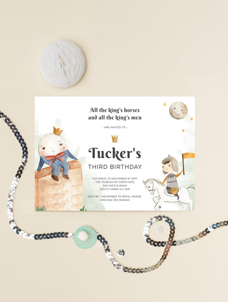 Humpty Dumpty Birthday Invitation Boy