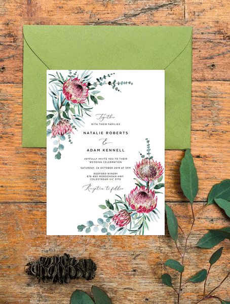PRO2 Protea Wedding Invitation